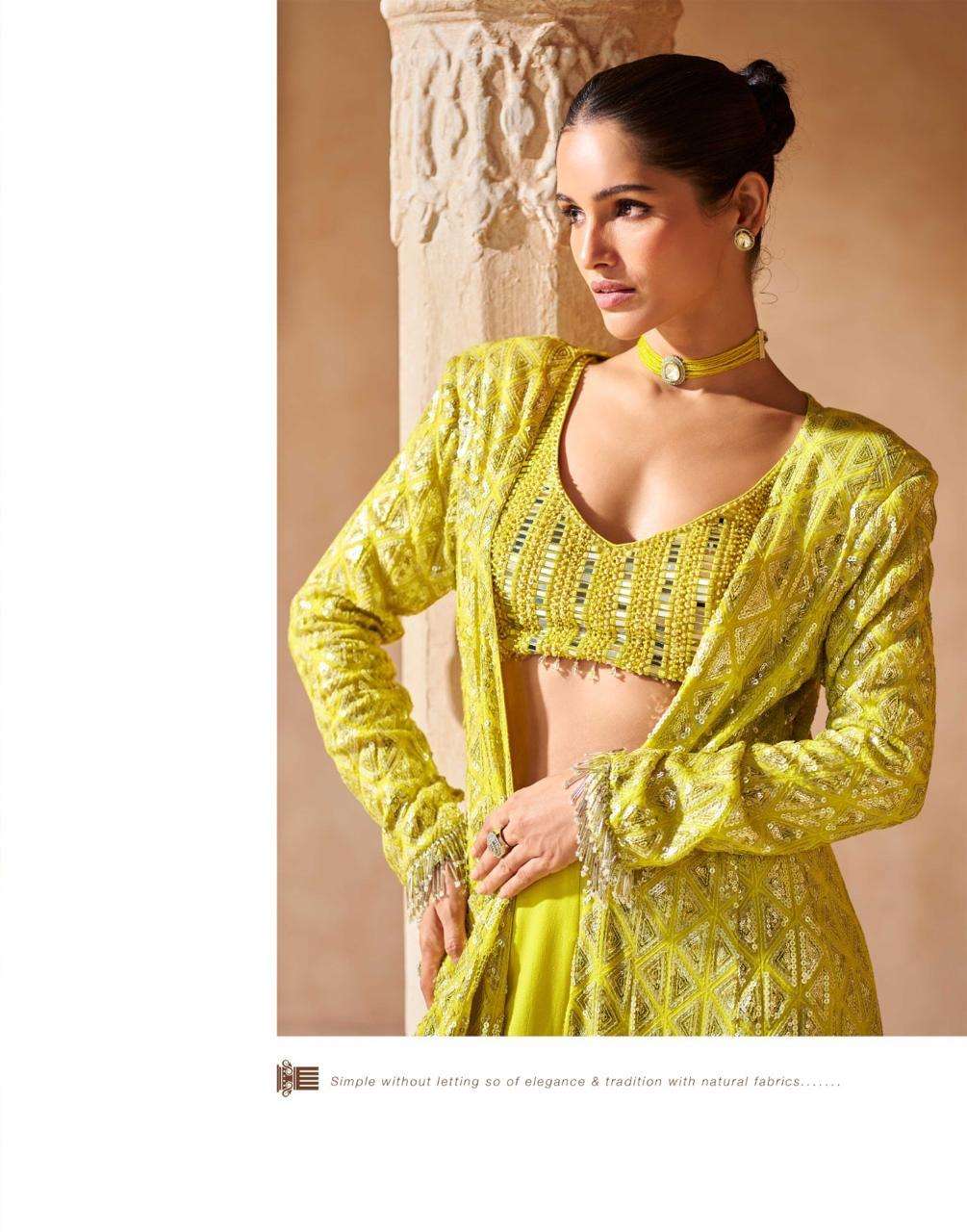 MERAKI BY SAYURI DESIGNER REAL GEORGETTE HEAVY EMBROIDERY CROP TOP PLAZO WITH DUPATTA 