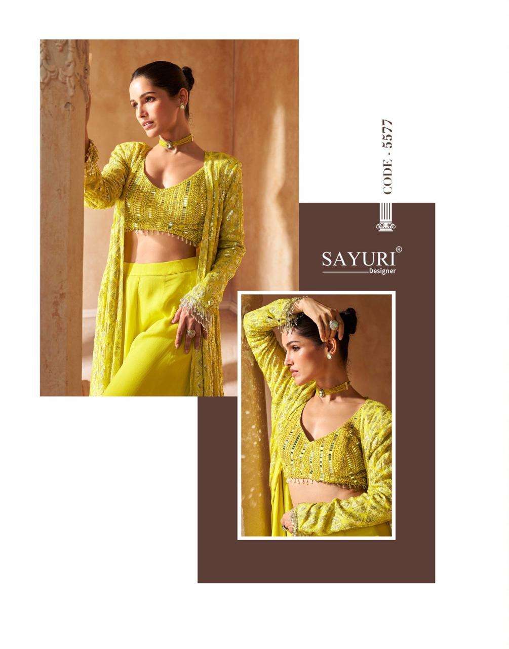 MERAKI BY SAYURI DESIGNER REAL GEORGETTE HEAVY EMBROIDERY CROP TOP PLAZO WITH DUPATTA 