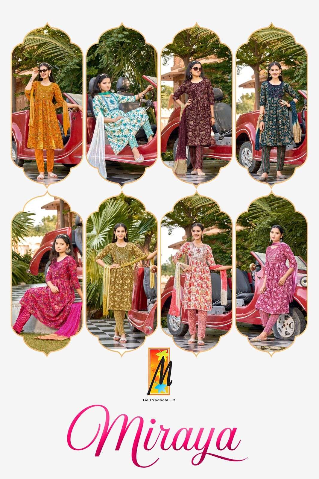 MIRAYA BY TEXOFAB HEAVY PRINTED CAPSULE FOIL WITH EMBROIDERY WORK NAYRA CUT KURTI PANT WITH DUPATTA 