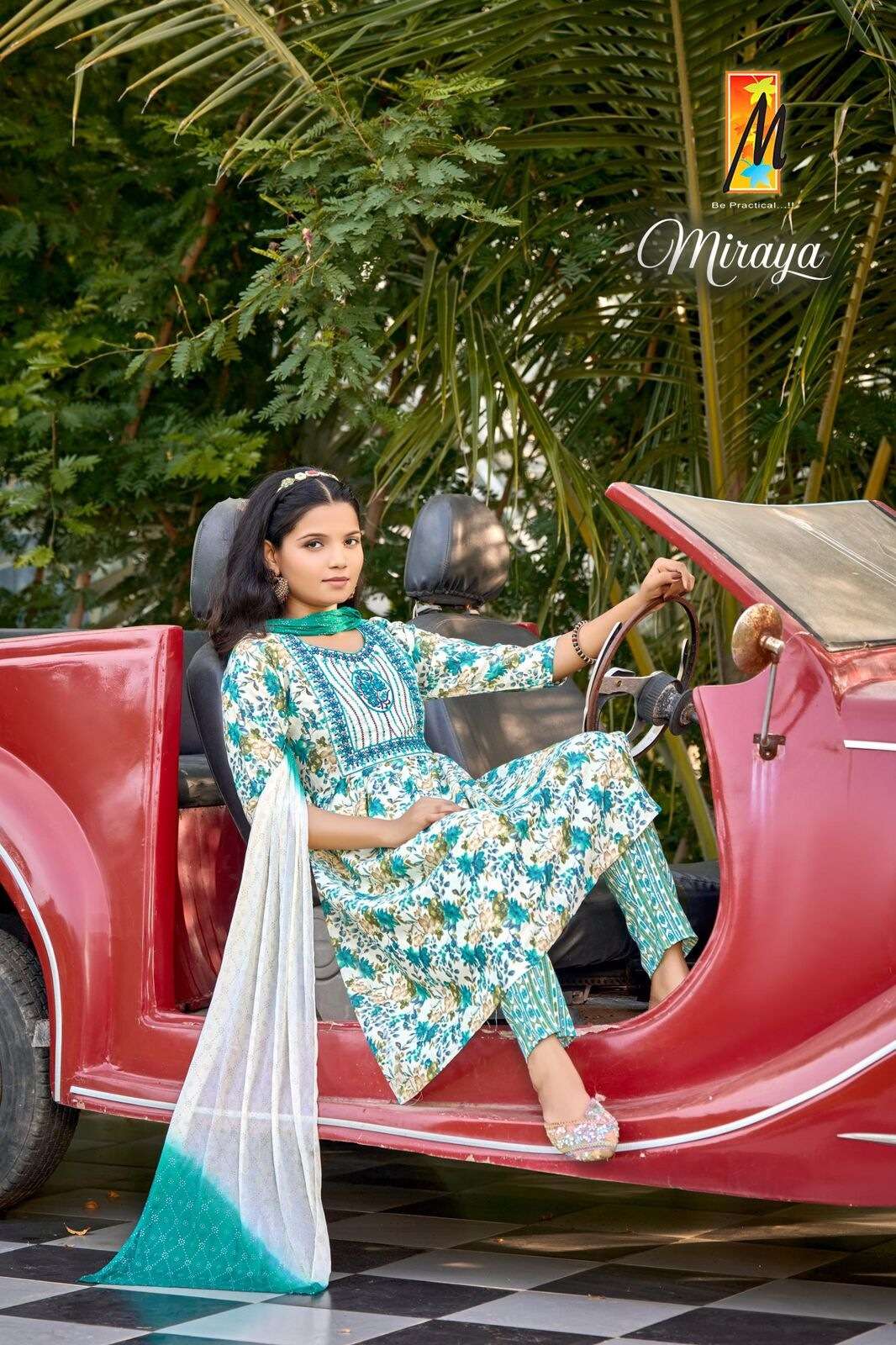 MIRAYA BY TEXOFAB HEAVY PRINTED CAPSULE FOIL WITH EMBROIDERY WORK NAYRA CUT KURTI PANT WITH DUPATTA 