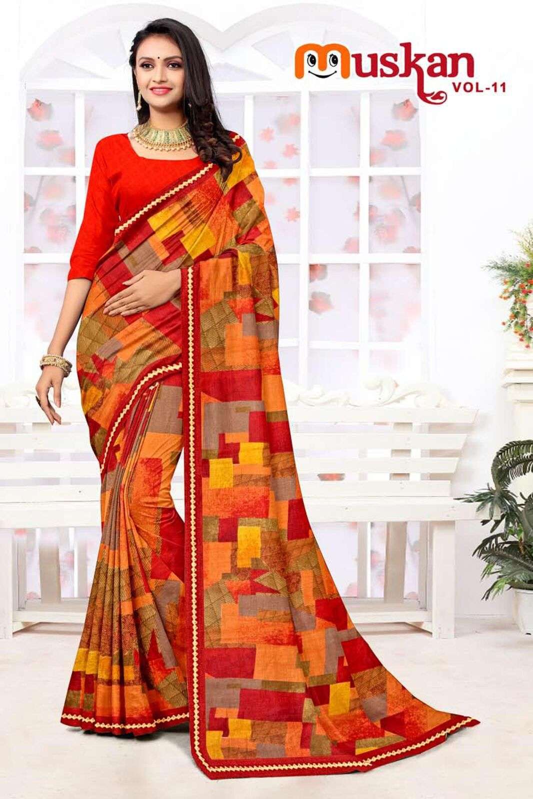MUSKAAN BY TEXOFAB RANIAL FABRIC ETHNIC WEAR PRINTED SAREES