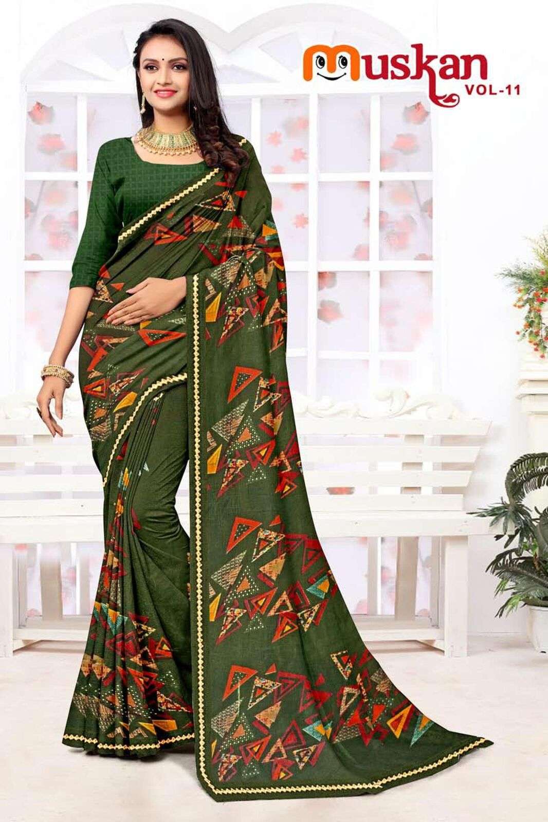 MUSKAAN BY TEXOFAB RANIAL FABRIC ETHNIC WEAR PRINTED SAREES