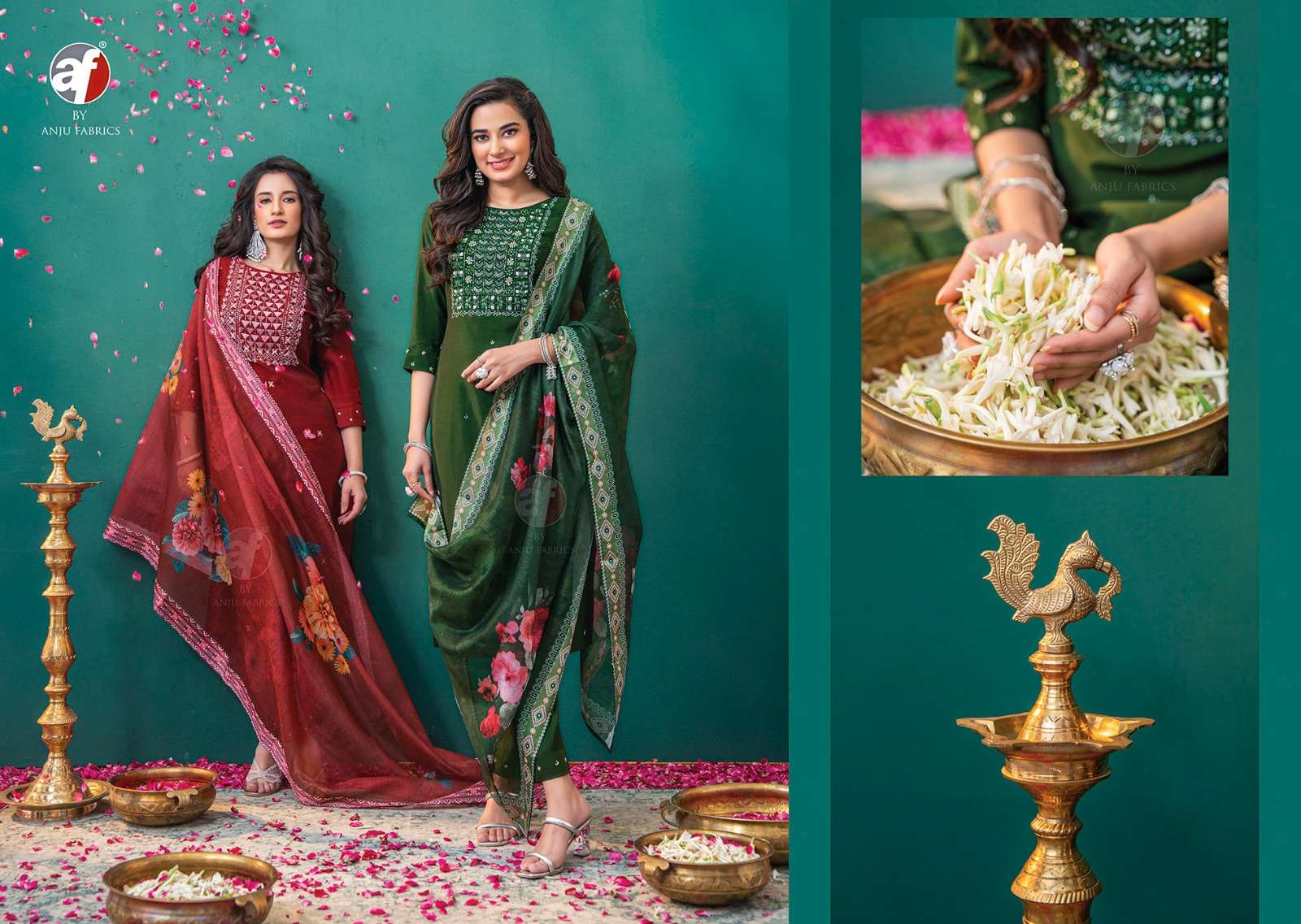 NAKHRALI VOL-5 BY ANJU FABRICS MODAL SILK FULL STICHED KURTI PANT WITH DUPATTA 