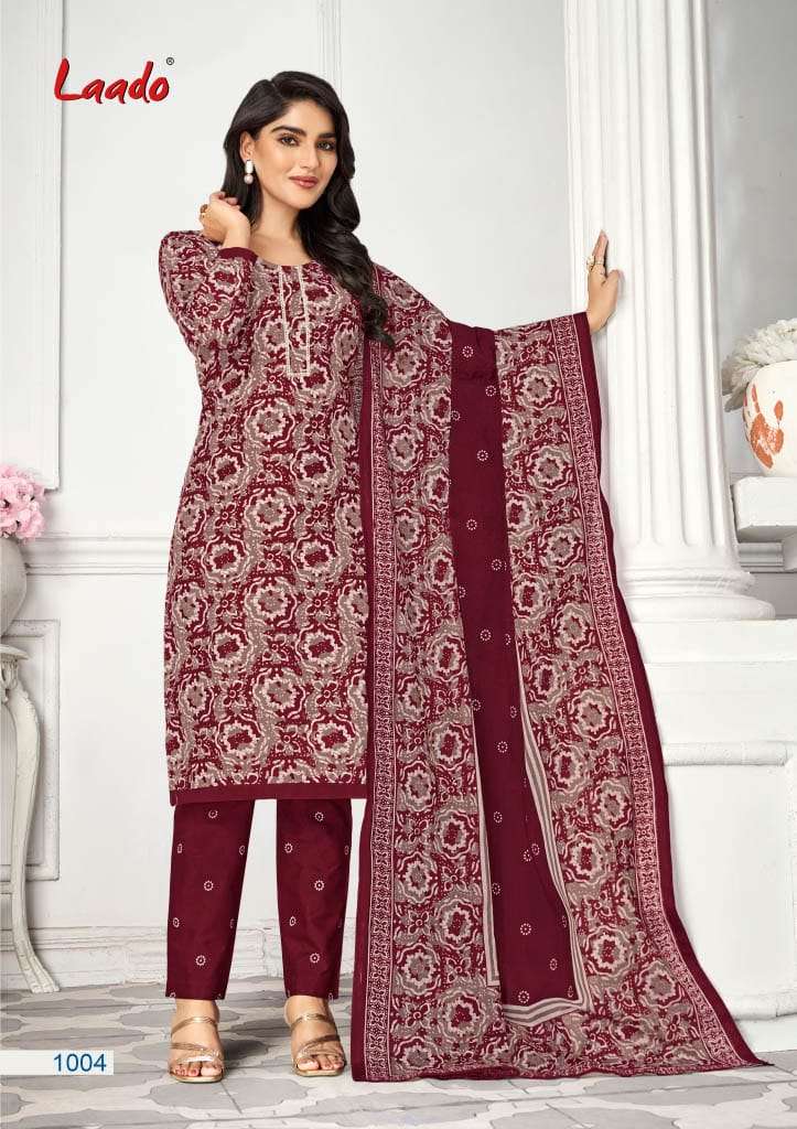 NARGIS VOL-1 BY LAADO HEAVY PURE COTTON KURTI DUPATTA WITH JAIPURI PANT STYLE