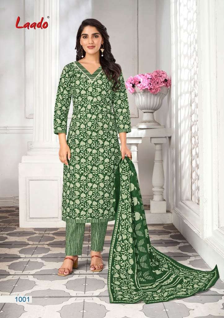 NARGIS VOL-1 BY LAADO HEAVY PURE COTTON KURTI DUPATTA WITH JAIPURI PANT STYLE