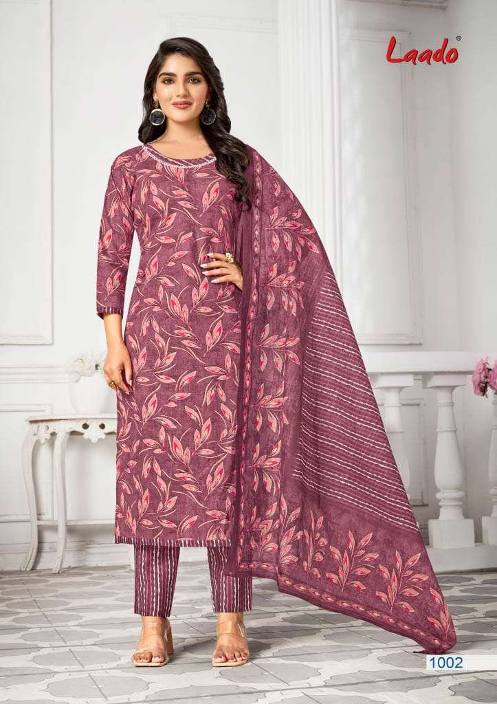 NARGIS VOL-1 BY LAADO HEAVY PURE COTTON KURTI DUPATTA WITH JAIPURI PANT STYLE