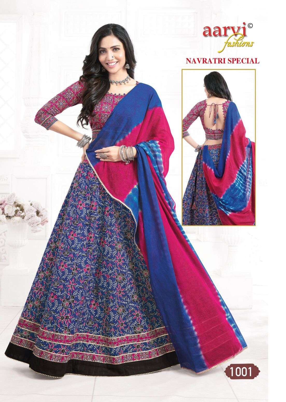 NAVRATRI VOL-1 BY AARVI FASHION COTTON FABRIC TRADITIONAL CHANIYA CHOLI WITH JAIPURI GOTTA LACE 