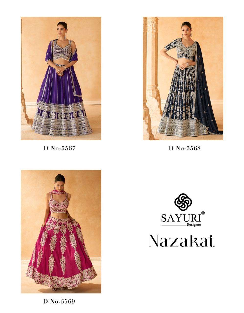 NAZAKAT BY SAYURI DESIGNER REAL GEORGETTE EMBROIDERY WITH CANCAN LEHENGA BLOUSE WITH DUPATTA 