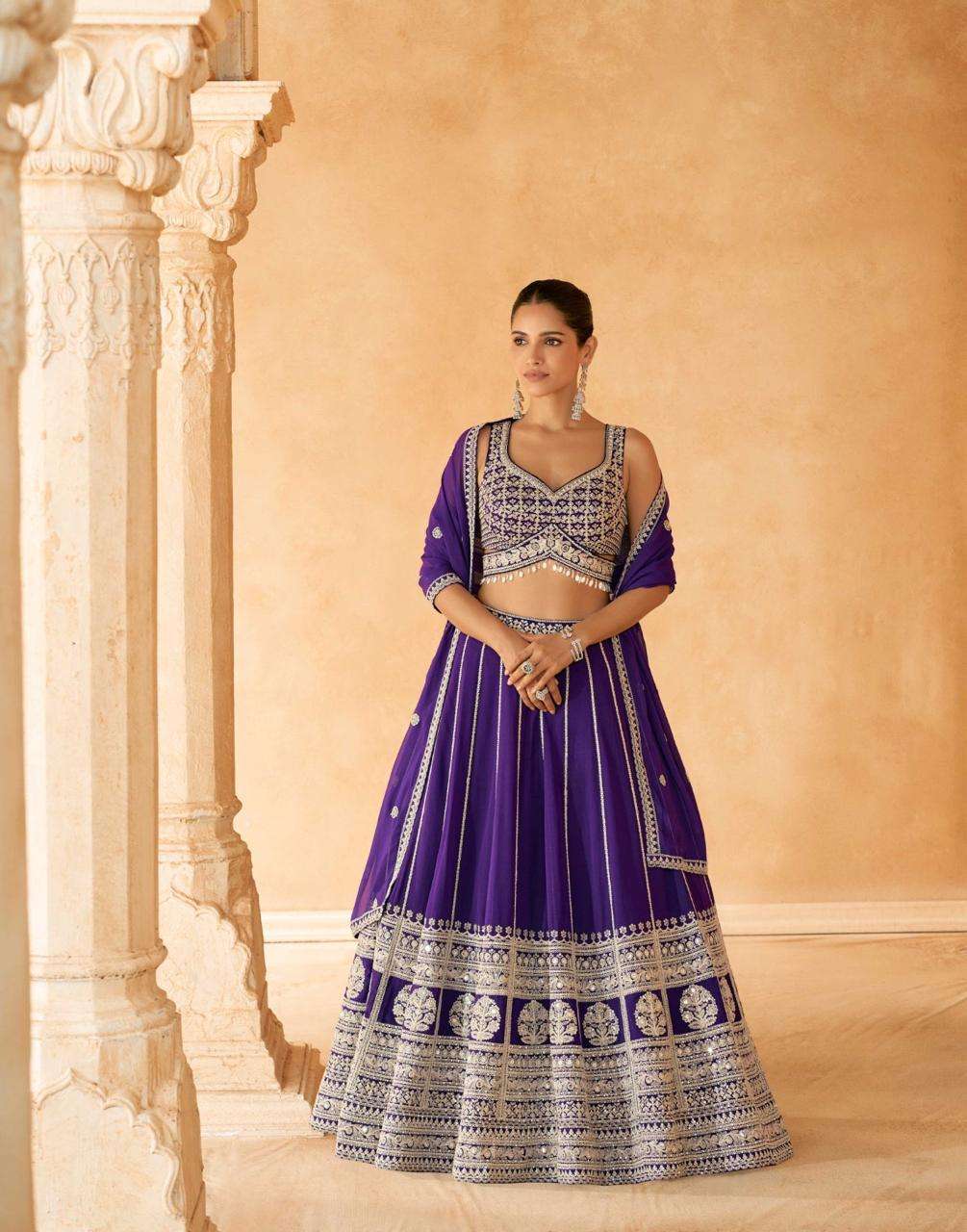 NAZAKAT BY SAYURI DESIGNER REAL GEORGETTE EMBROIDERY WITH CANCAN LEHENGA BLOUSE WITH DUPATTA 