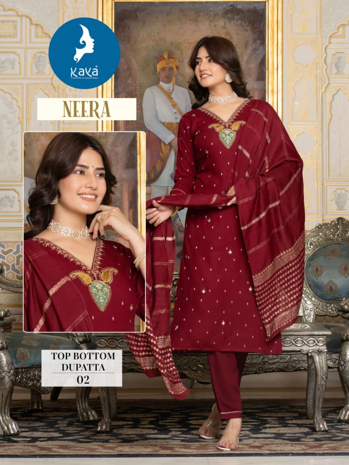 NEERA BY KAYA KURTI RAYON FABRIC 3 PIECE CONCEPT STRAIGHT CUT WITH ONE SIDE POCKET 
