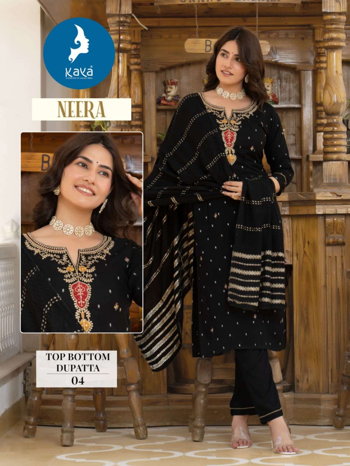 NEERA BY KAYA KURTI RAYON FABRIC 3 PIECE CONCEPT STRAIGHT CUT WITH ONE SIDE POCKET 