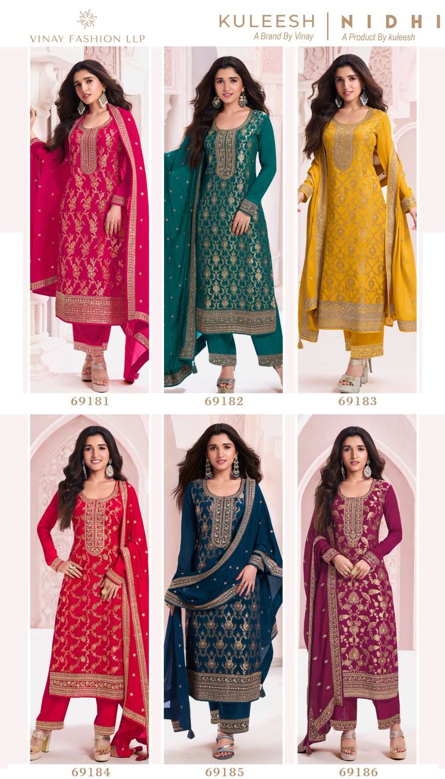 NIDHI BY VINAY FASHION HEAVY EMBROIDERY CHINON JACQUARD STYLISH SALWAR SUITS 