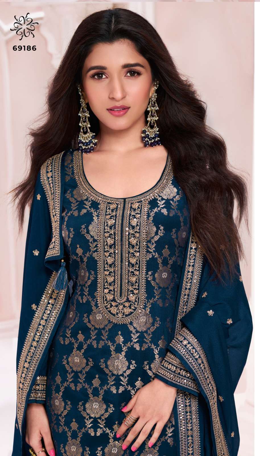 NIDHI BY VINAY FASHION HEAVY EMBROIDERY CHINON JACQUARD STYLISH SALWAR SUITS 