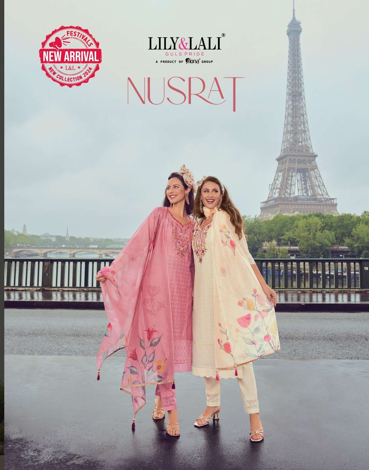 NUSRAT BY LILY & LALI CHANDERI FABRIC HANDWORK & EMBROIDERY KURTI PANT WITH DIGITAL PRINT  DUPATTA 