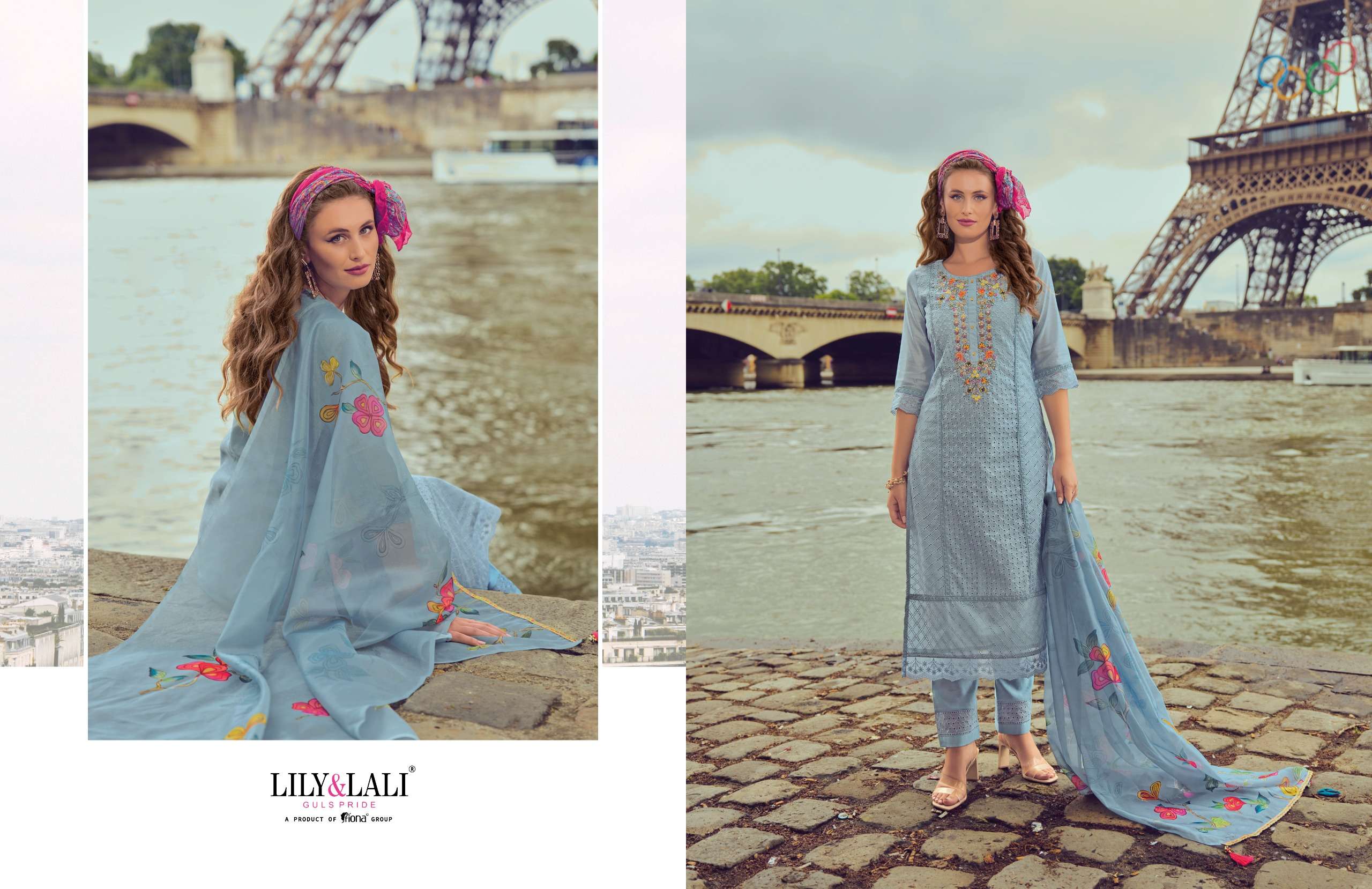 NUSRAT BY LILY & LALI CHANDERI FABRIC HANDWORK & EMBROIDERY KURTI PANT WITH DIGITAL PRINT  DUPATTA 
