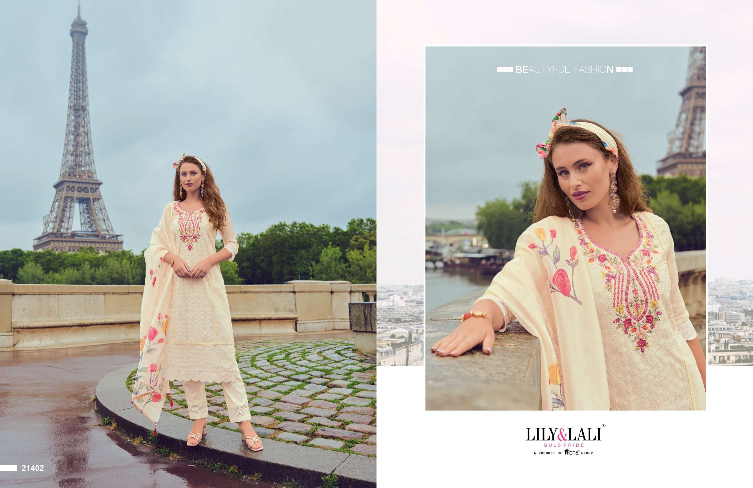NUSRAT BY LILY & LALI CHANDERI FABRIC HANDWORK & EMBROIDERY KURTI PANT WITH DIGITAL PRINT  DUPATTA 