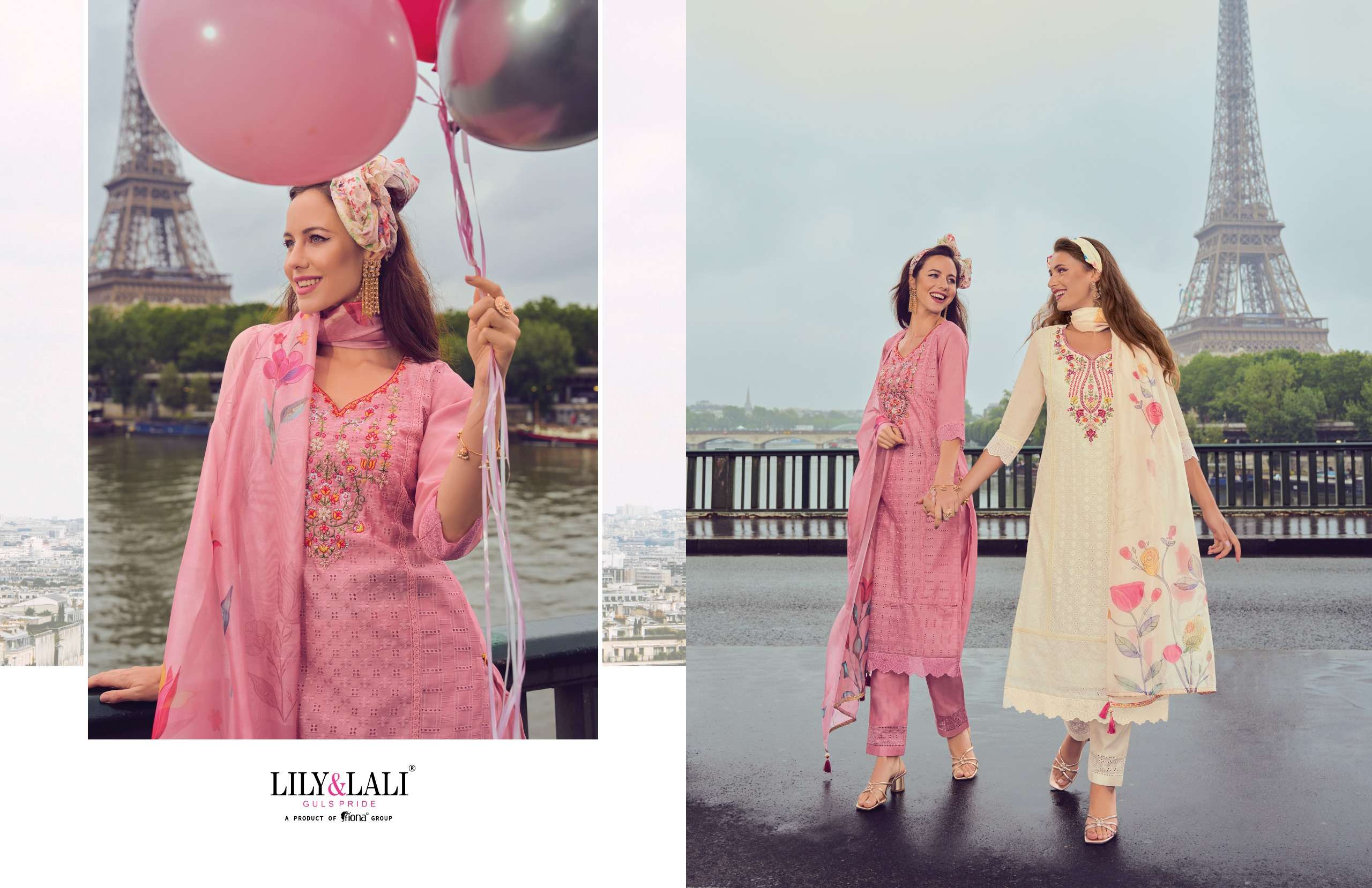 NUSRAT BY LILY & LALI CHANDERI FABRIC HANDWORK & EMBROIDERY KURTI PANT WITH DIGITAL PRINT  DUPATTA 