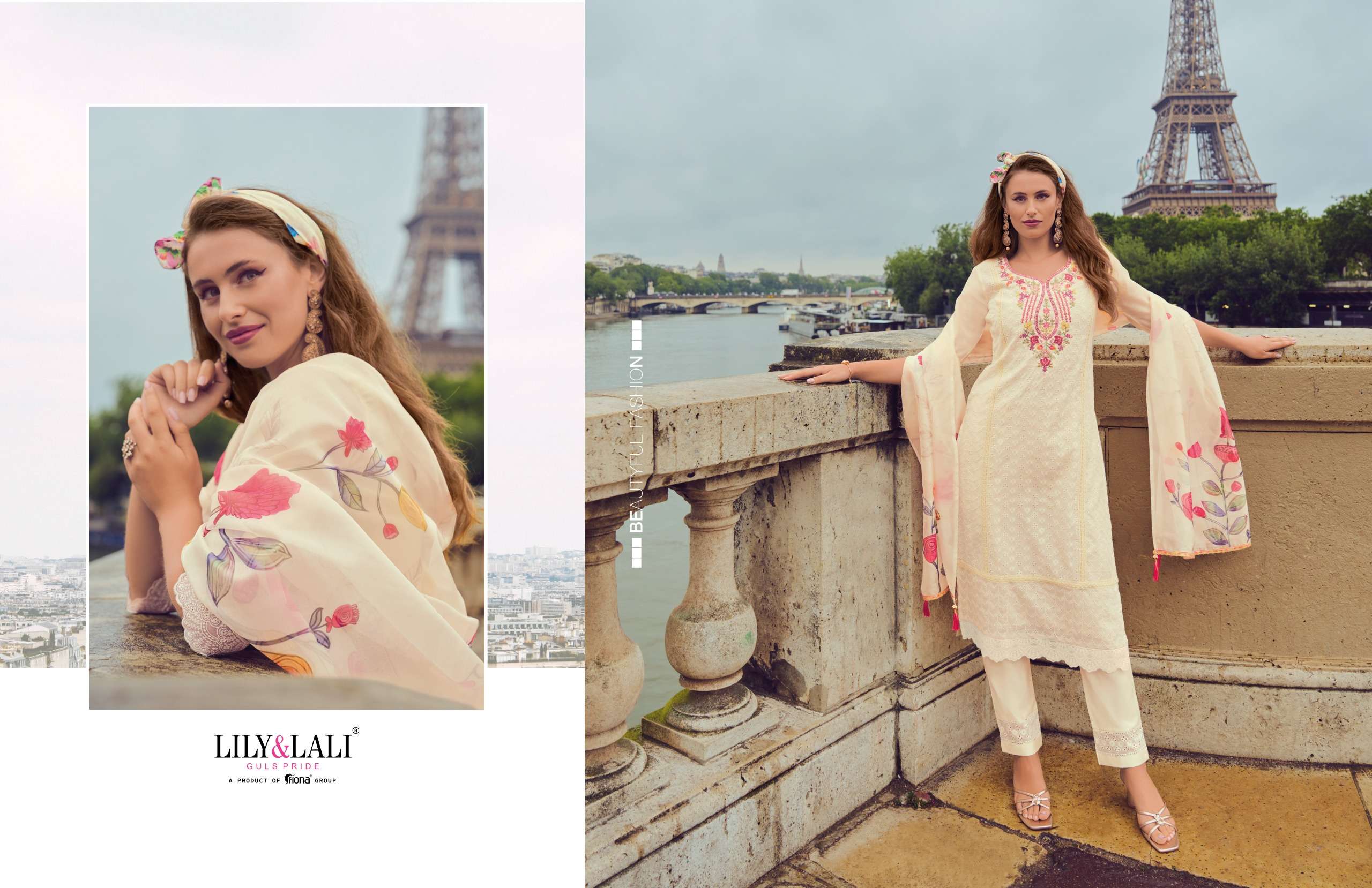 NUSRAT BY LILY & LALI CHANDERI FABRIC HANDWORK & EMBROIDERY KURTI PANT WITH DIGITAL PRINT  DUPATTA 