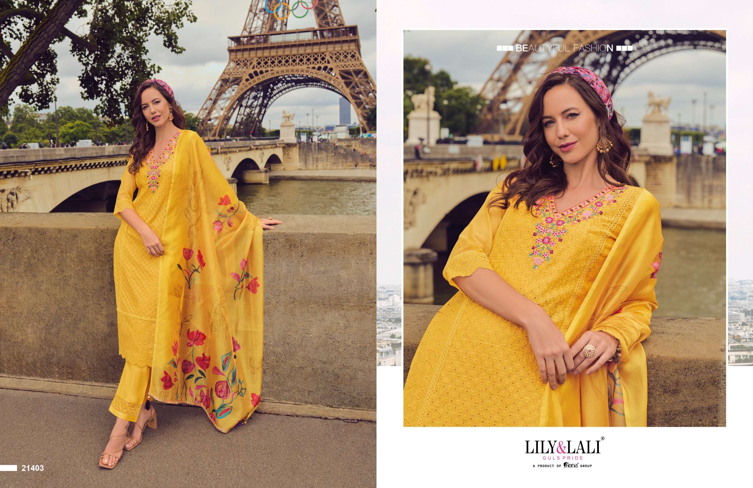 NUSRAT BY LILY & LALI CHANDERI FABRIC HANDWORK & EMBROIDERY KURTI PANT WITH DIGITAL PRINT  DUPATTA 
