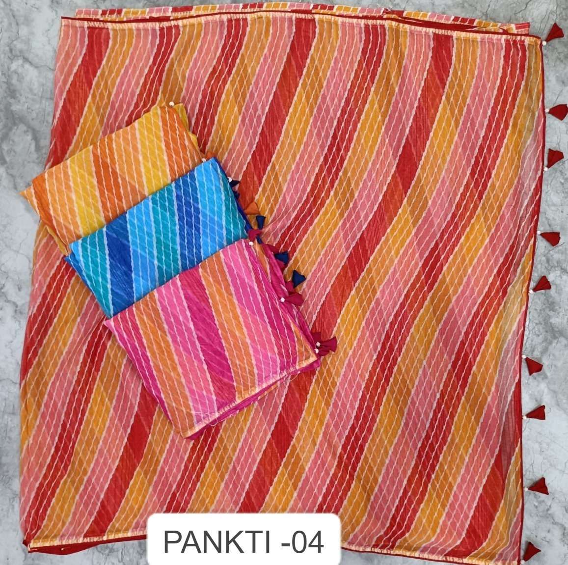 PANKTI DESIGN NO-4 BY KALPATRU FASHION CHIFFON JARI PRINTED BORDER CASUAL WEAR SAREES 