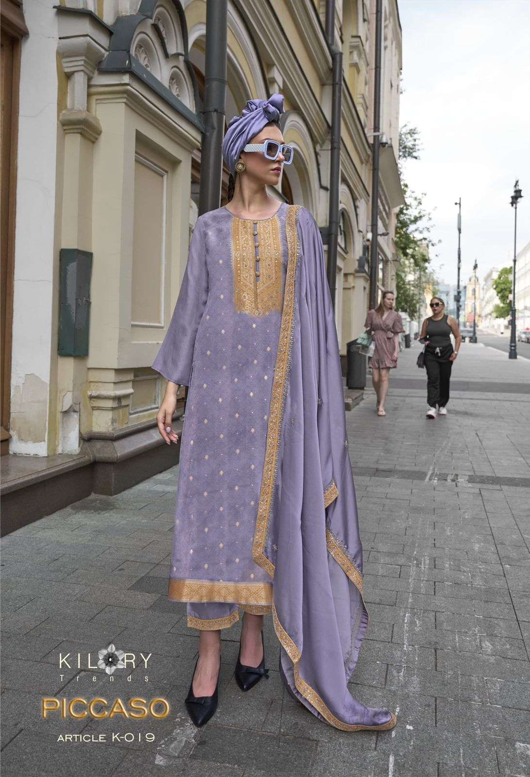 PICCASO BY KILORY TRENDZ PURE SILK WITH FANCY HANDWORK KURTI PANT WITH DUPATTA 