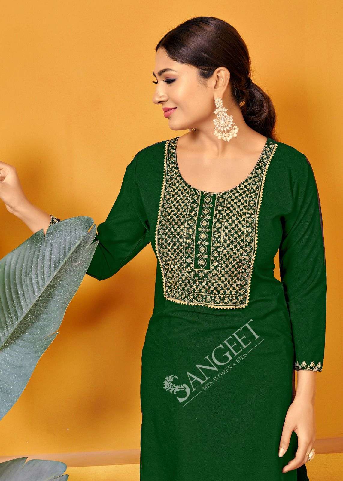 POPCORN VOL-1 BY SANGEET MALAI RAYON GOLD EMBROIDERY SEQUENCE WORK KURTI 