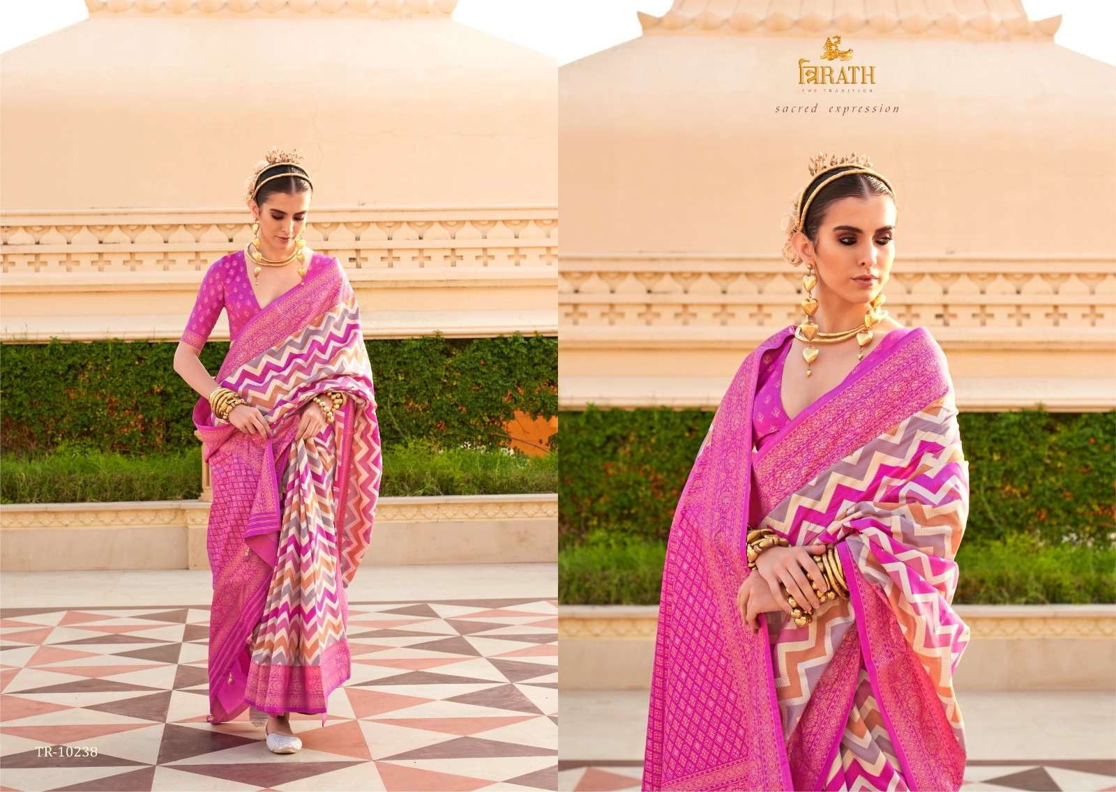 PRATHA BY TRIRATH SUPER SILK FOIL PRINT FESTIVAL WEAR SAREES  