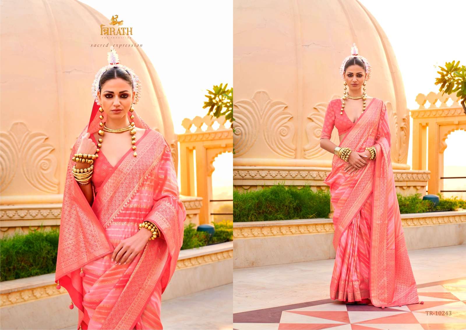 PRATHA BY TRIRATH SUPER SILK FOIL PRINT FESTIVAL WEAR SAREES  