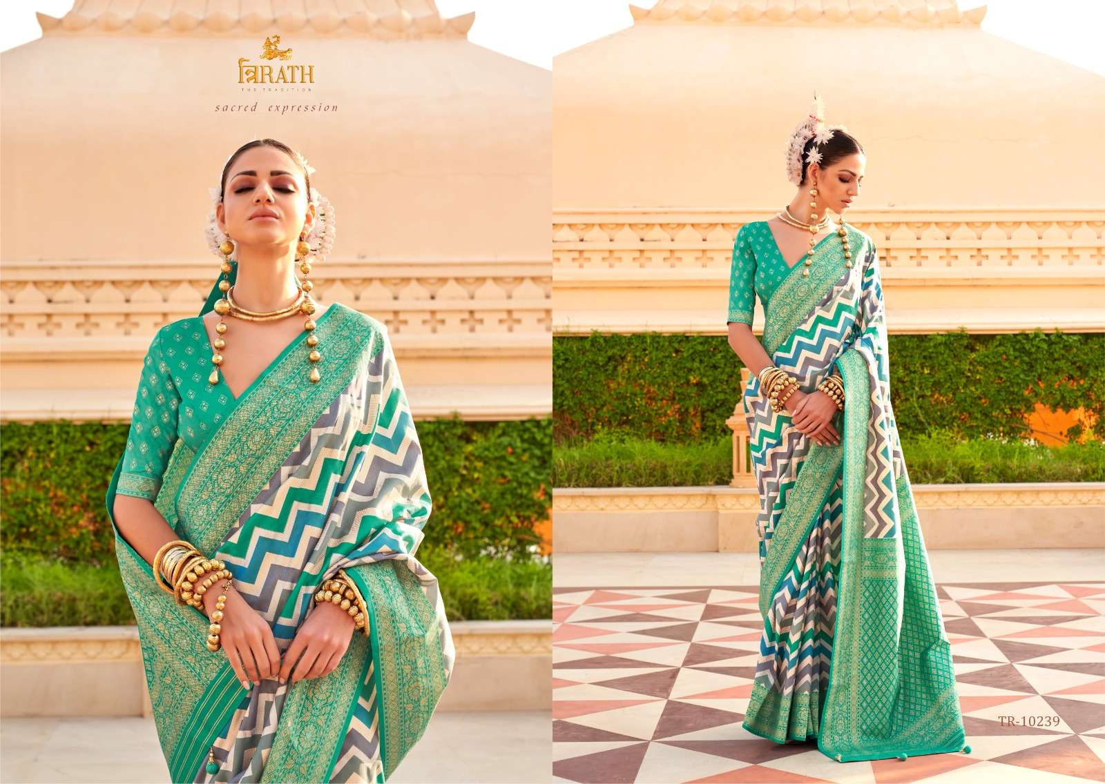 PRATHA BY TRIRATH SUPER SILK FOIL PRINT FESTIVAL WEAR SAREES  