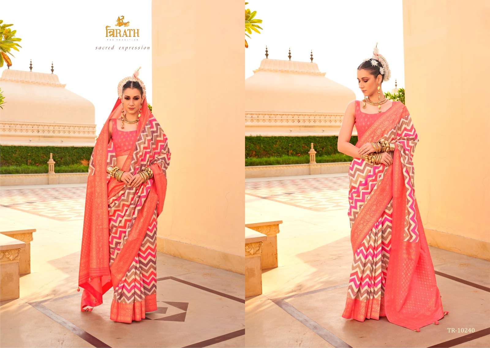 PRATHA BY TRIRATH SUPER SILK FOIL PRINT FESTIVAL WEAR SAREES  