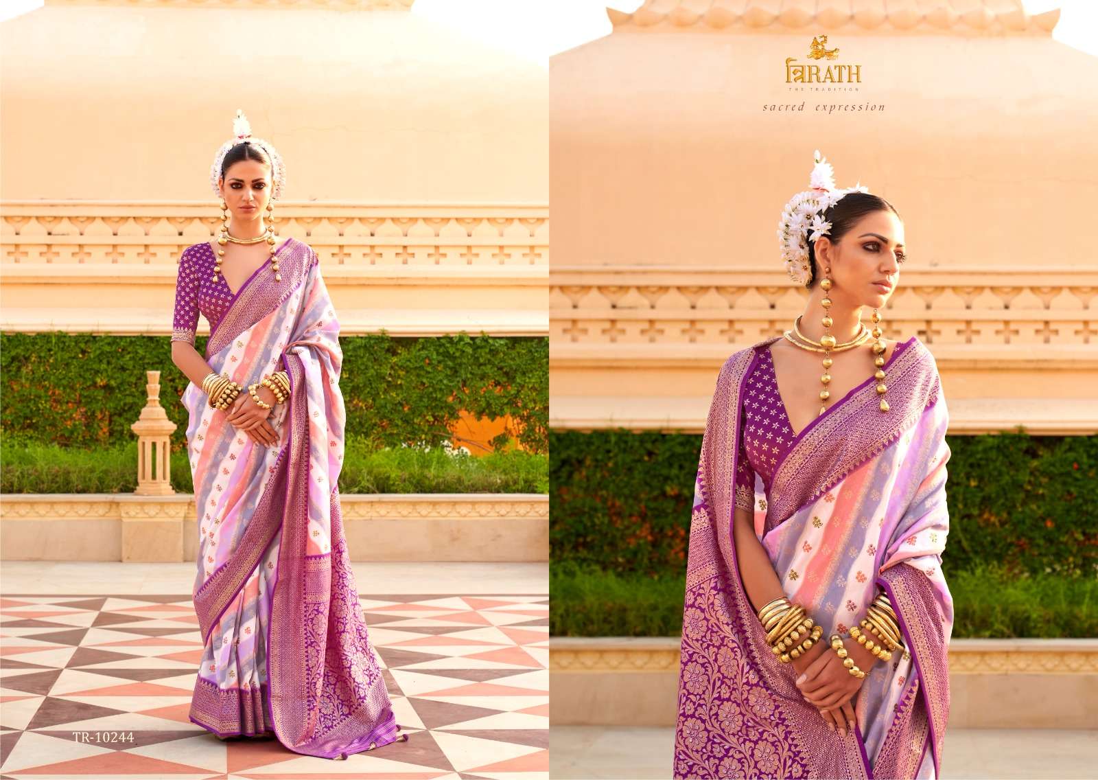 PRATHA BY TRIRATH SUPER SILK FOIL PRINT FESTIVAL WEAR SAREES  