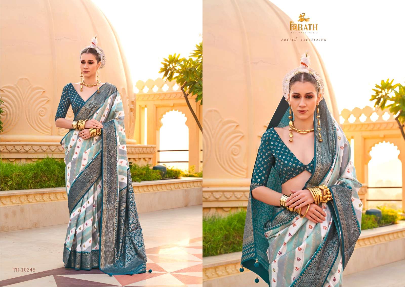 PRATHA BY TRIRATH SUPER SILK FOIL PRINT FESTIVAL WEAR SAREES  