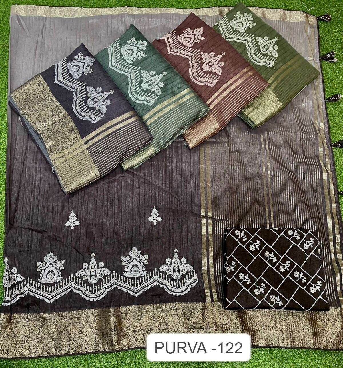 PURVA DESIGN NO-122 BY KALPATRU FASHION DOLA SILK WORK JACQUARD BORDER PRINTED SAREES