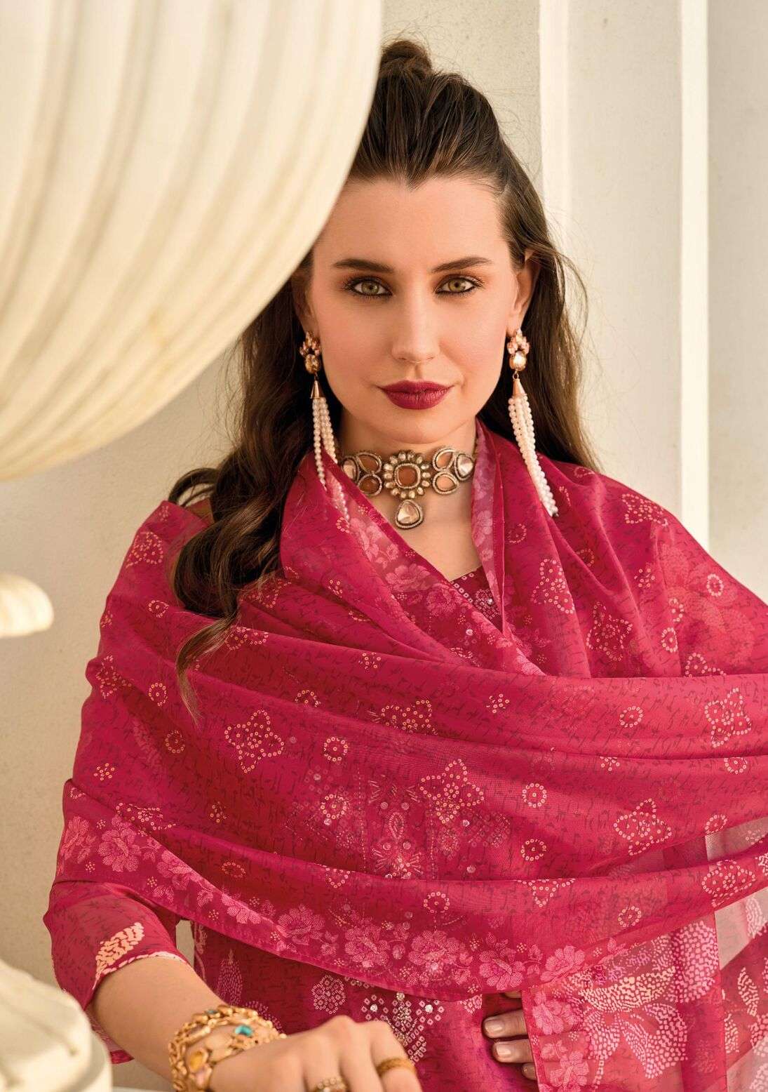 QURBAT BY LADY LEELA HEAVY EMBROIDERY SIMMAR SILK KURTI PLAZO WITH DUPATTA 