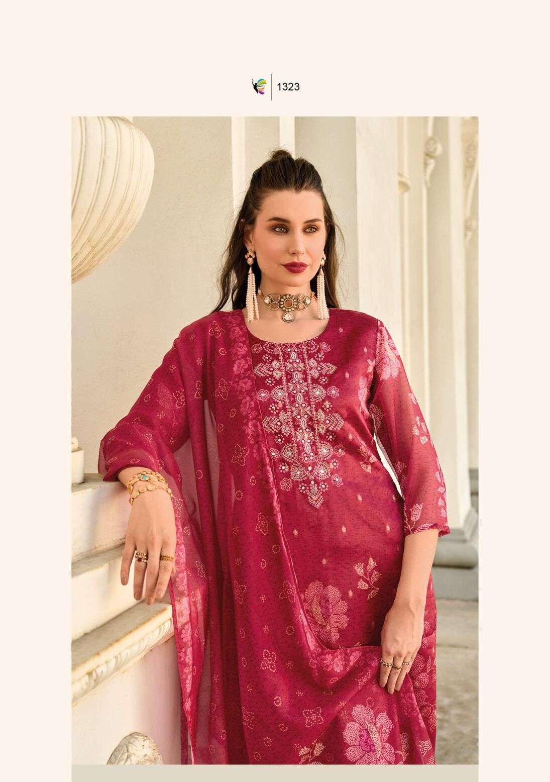 QURBAT BY LADY LEELA HEAVY EMBROIDERY SIMMAR SILK KURTI PLAZO WITH DUPATTA 