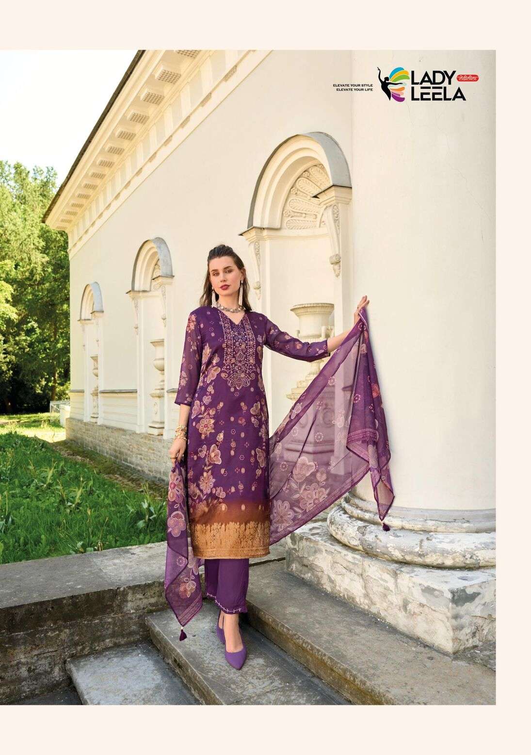 QURBAT BY LADY LEELA HEAVY EMBROIDERY SIMMAR SILK KURTI PLAZO WITH DUPATTA 