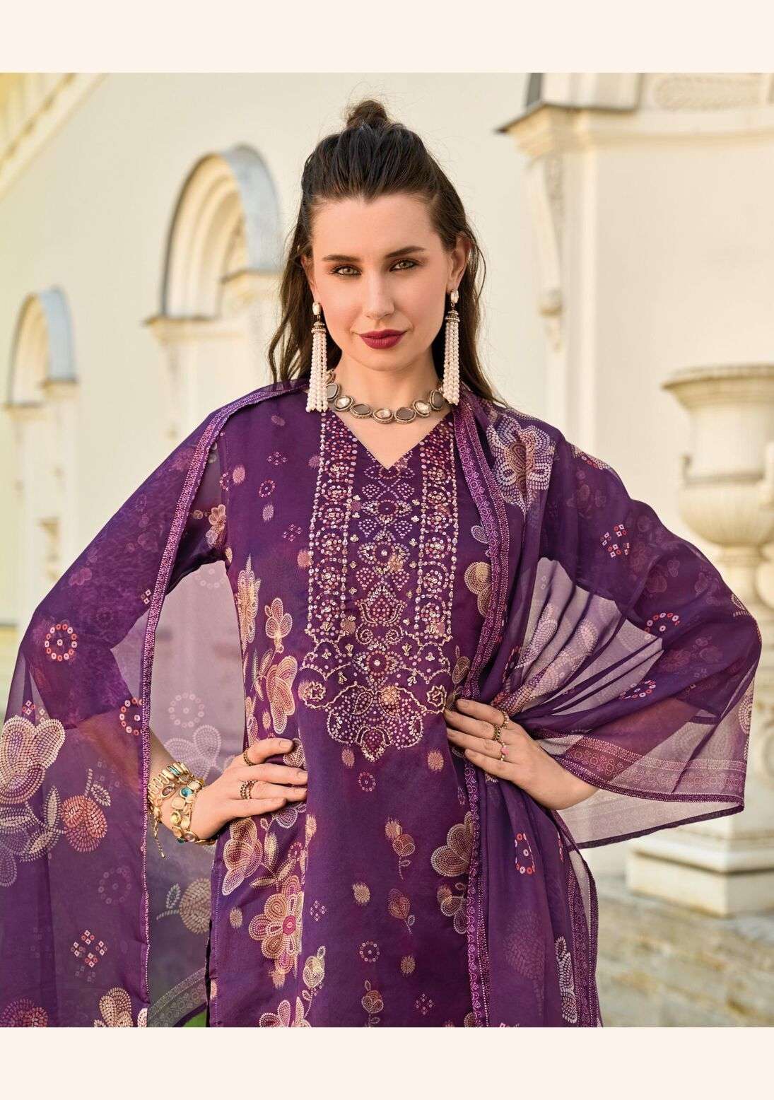 QURBAT BY LADY LEELA HEAVY EMBROIDERY SIMMAR SILK KURTI PLAZO WITH DUPATTA 