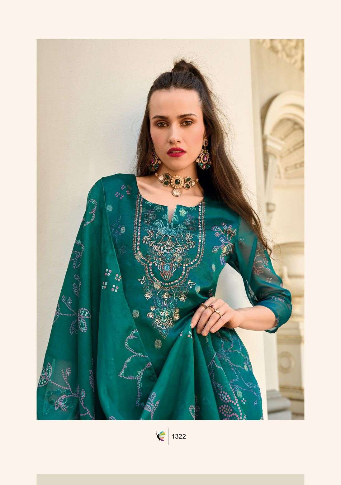 QURBAT BY LADY LEELA HEAVY EMBROIDERY SIMMAR SILK KURTI PLAZO WITH DUPATTA 