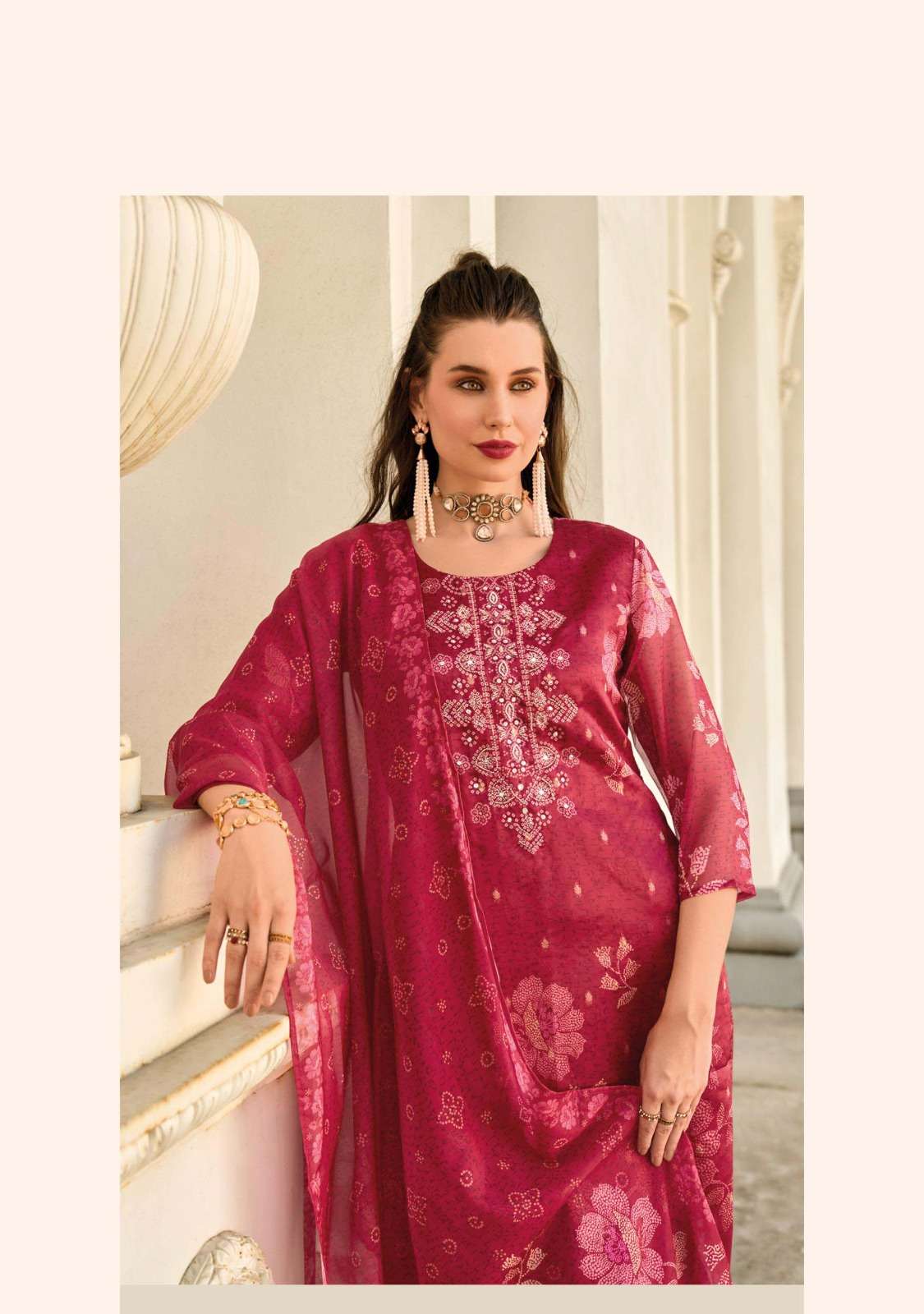 QURBAT DESIGN NO-1323 BY LADY LEELA HEAVY EMBROIDERY SIMMAR SILK KURTI PLAZO WITH DIGITAL PRINT DUPATTA  