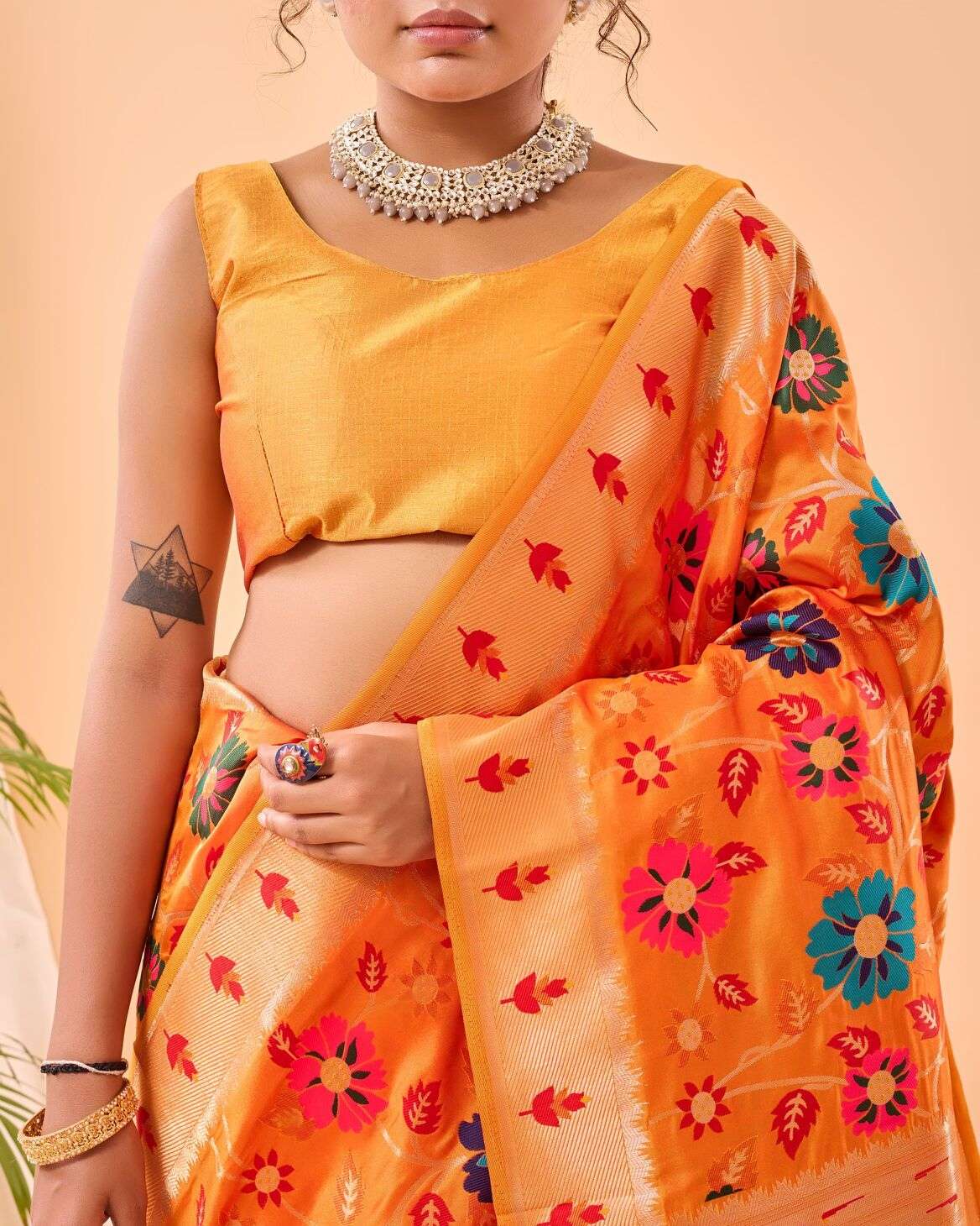 RADHIKA BY TEXOFAB PURE PAITHANI SILK BEAUTIFUL FLOWER PRINT SAREES 