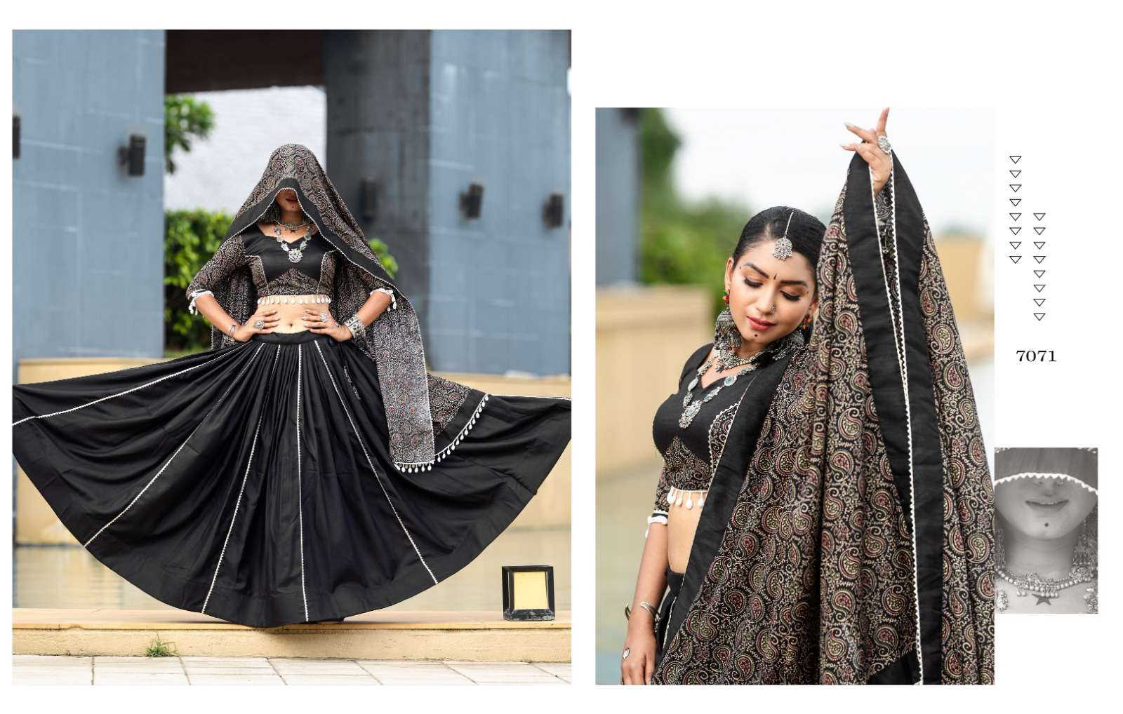 RAJWADI VOL-10 BY TEXOFAB PURE COTTON PRINTED WORK NAVRATRI LEHENGA WITH DUPATTA 