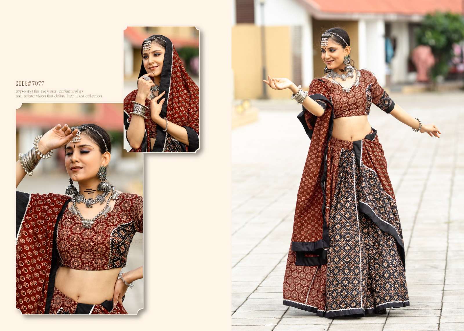 RAJWADI VOL-10 BY TEXOFAB PURE COTTON PRINTED WORK NAVRATRI LEHENGA WITH DUPATTA 