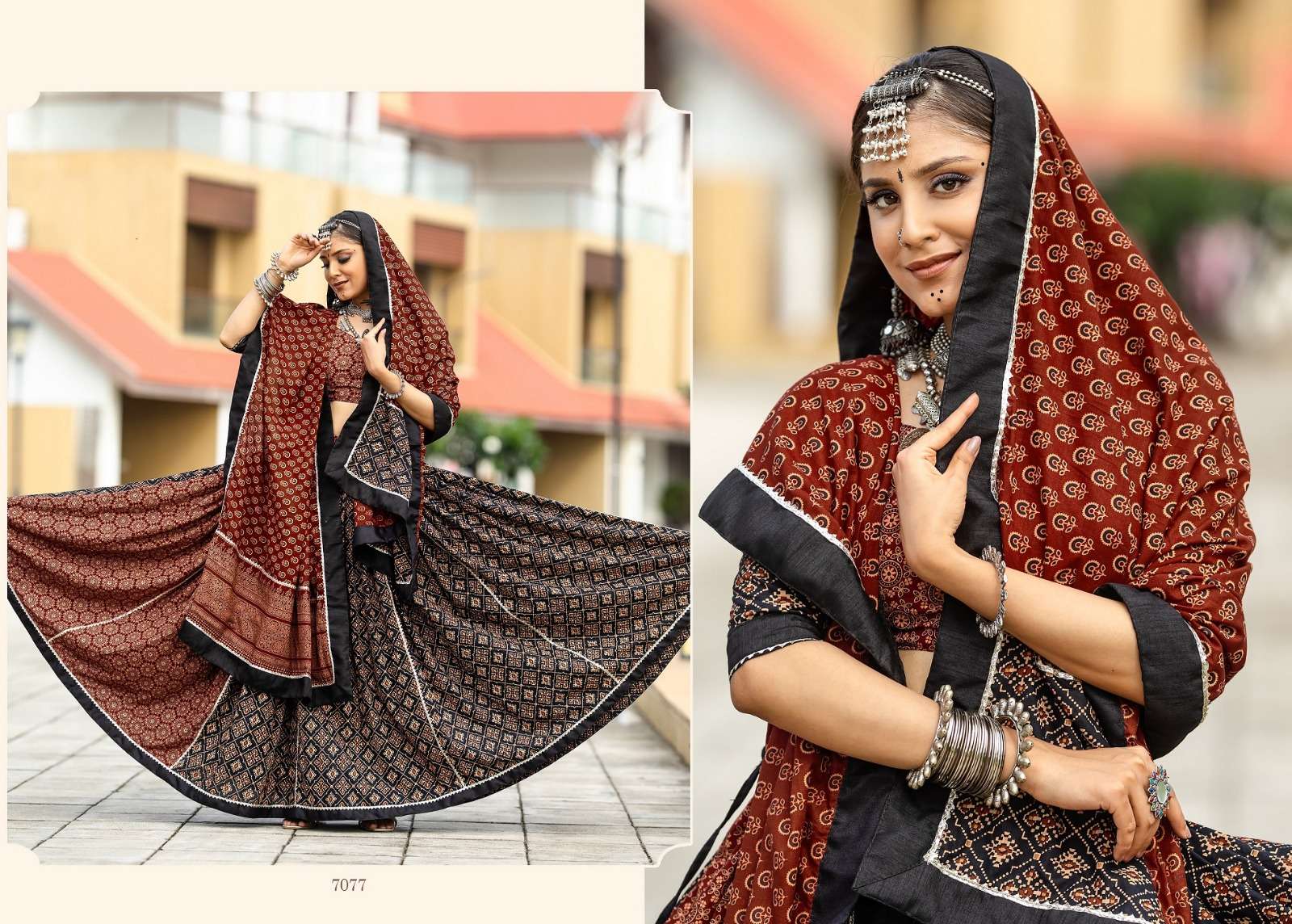 RAJWADI VOL-10 BY TEXOFAB PURE COTTON PRINTED WORK NAVRATRI LEHENGA WITH DUPATTA 