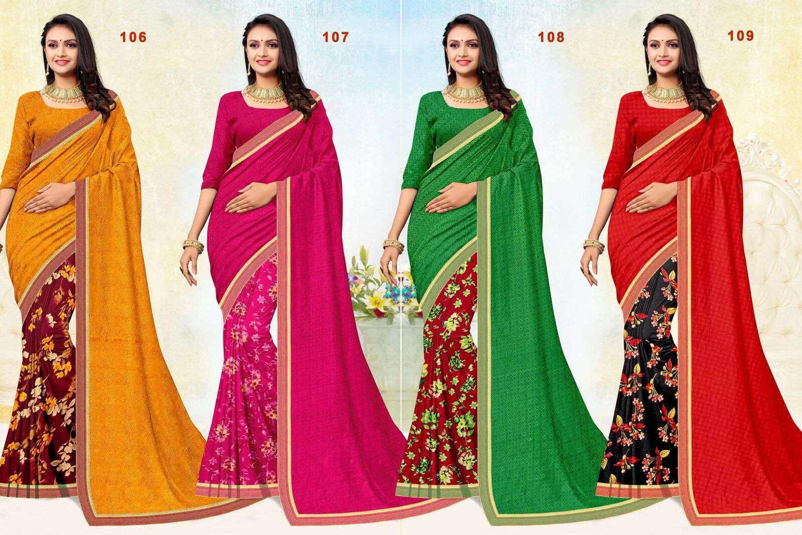 RAKHI BY TEXOFAB RANIAL FABRIC DUAL PRINTED SAREES