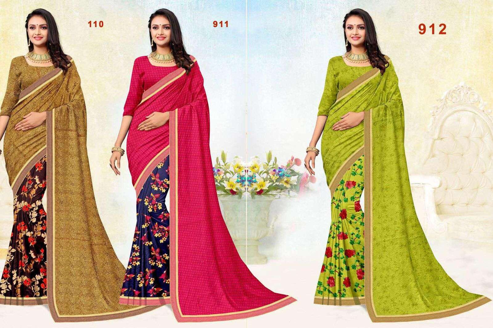 RAKHI BY TEXOFAB RANIAL FABRIC DUAL PRINTED SAREES