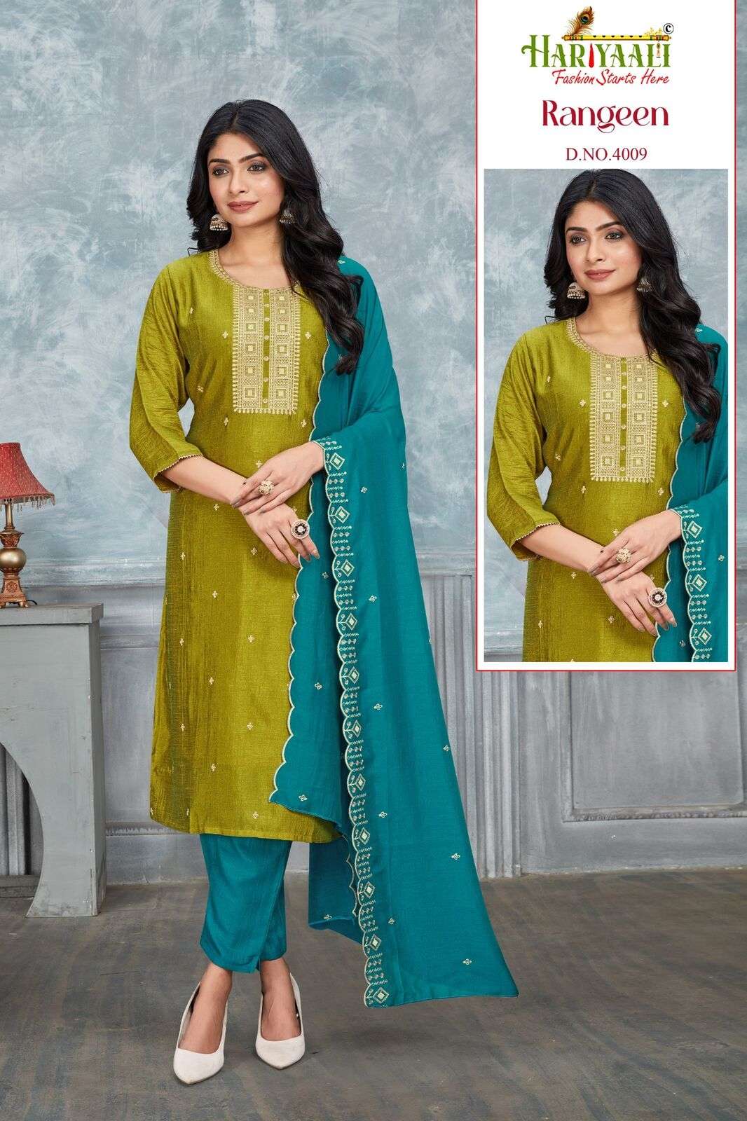 RANGEEN VOL-3 BY HARIYAALI VICHITRA SILK WITH BEAUTIFUL EMBROIDERY WORK 3 PCS 