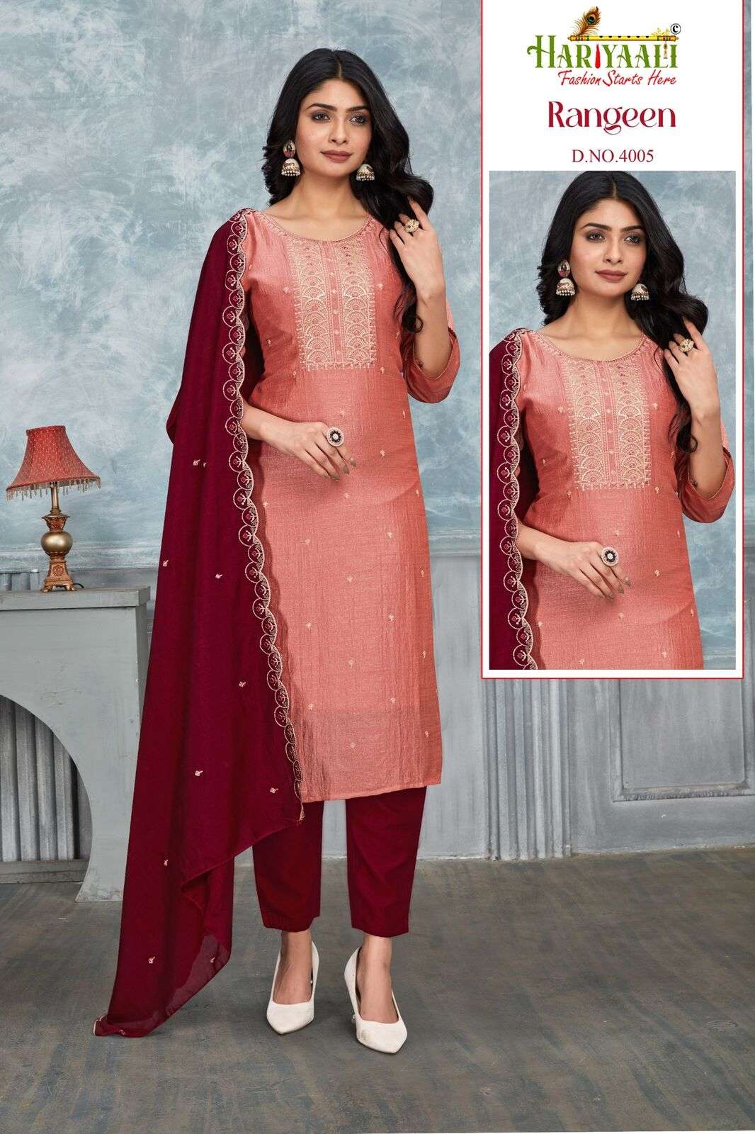 RANGEEN VOL-3 BY HARIYAALI VICHITRA SILK WITH BEAUTIFUL EMBROIDERY WORK 3 PCS 