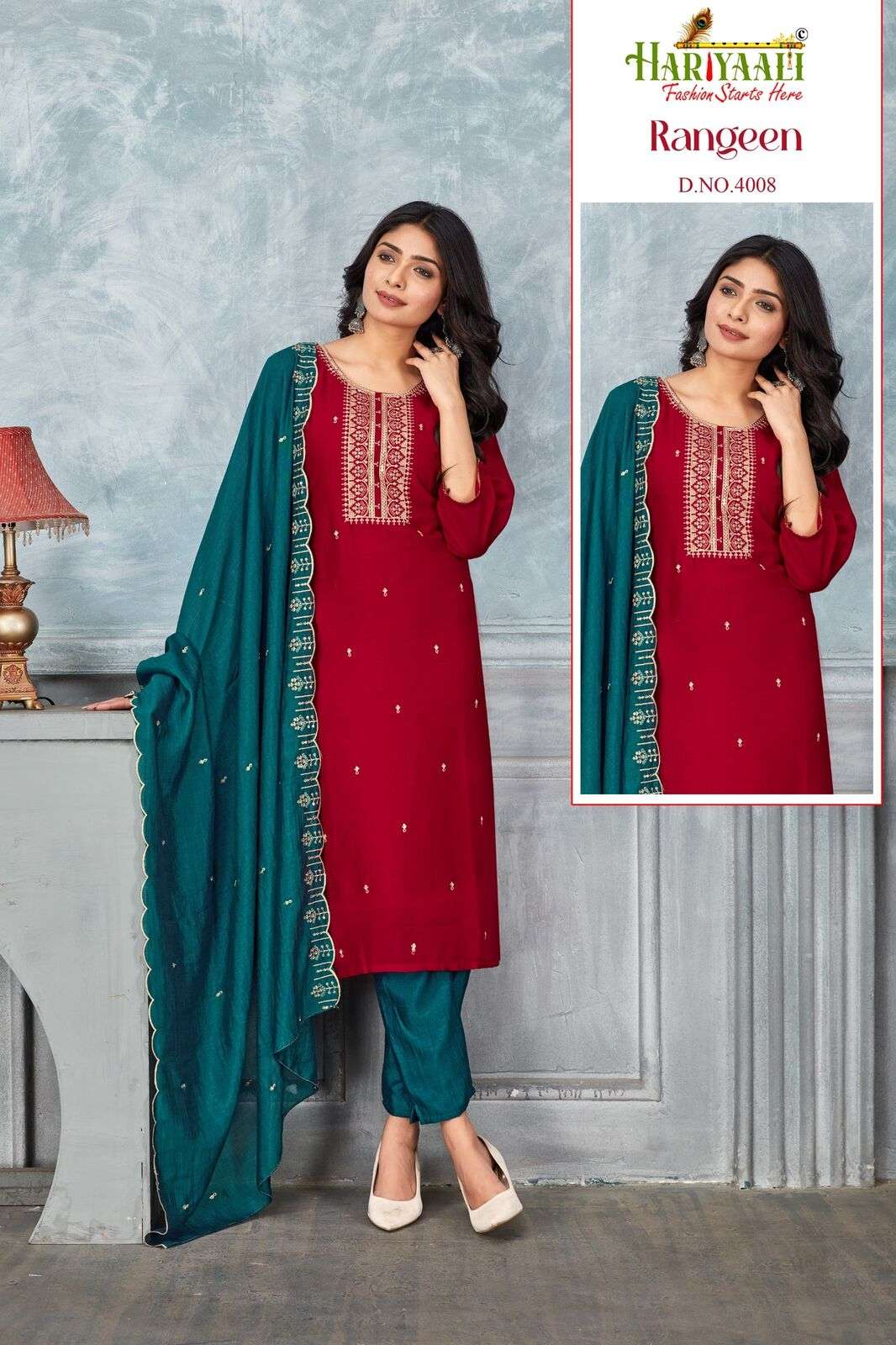RANGEEN VOL-3 BY HARIYAALI VICHITRA SILK WITH BEAUTIFUL EMBROIDERY WORK 3 PCS 