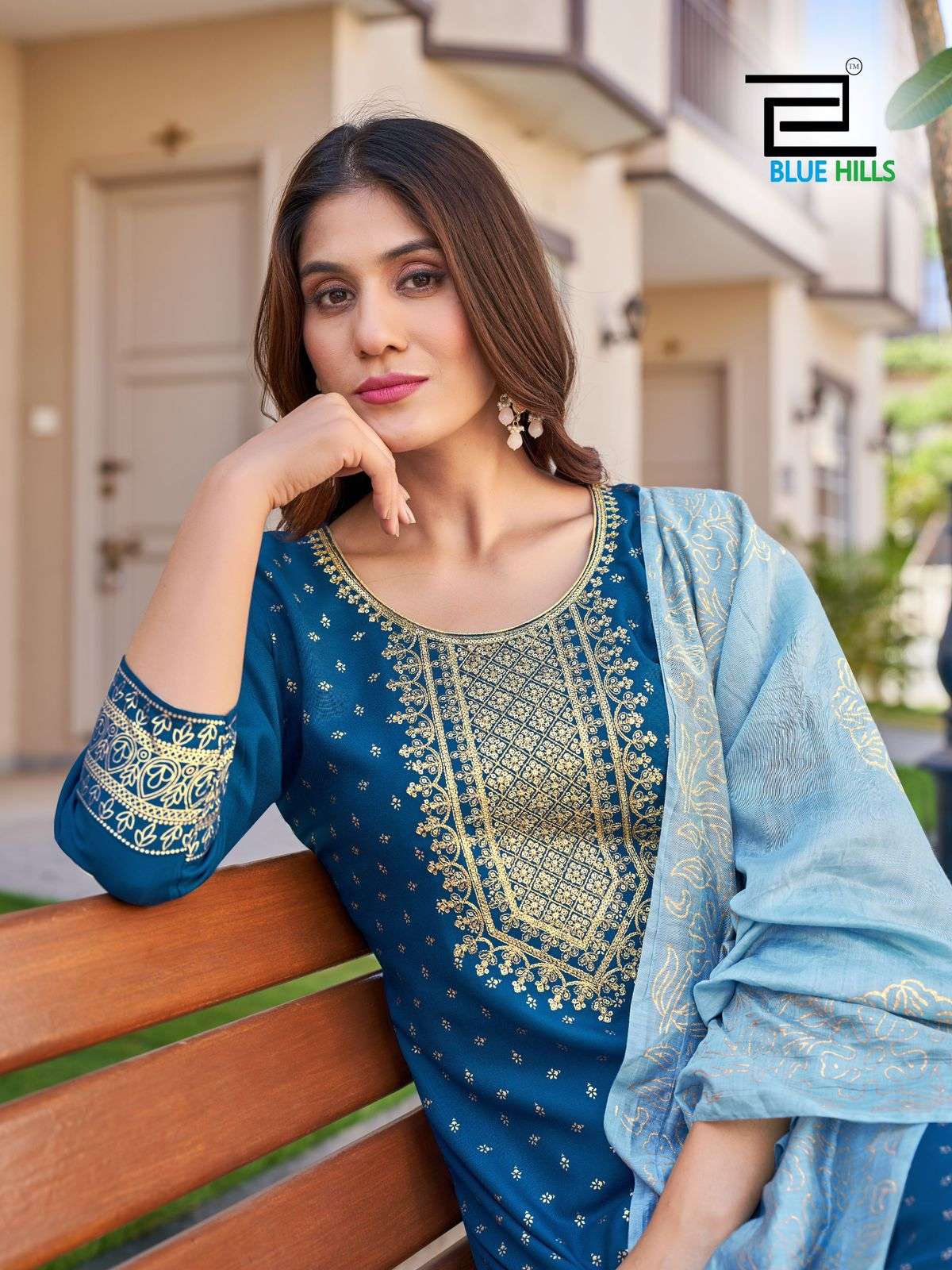 RAYON TOUCH VOL-10 NX BY BLUE HILLS RAYON FABRIC KURTI PANT DUPATTA WITH SEQUENCE WORK 