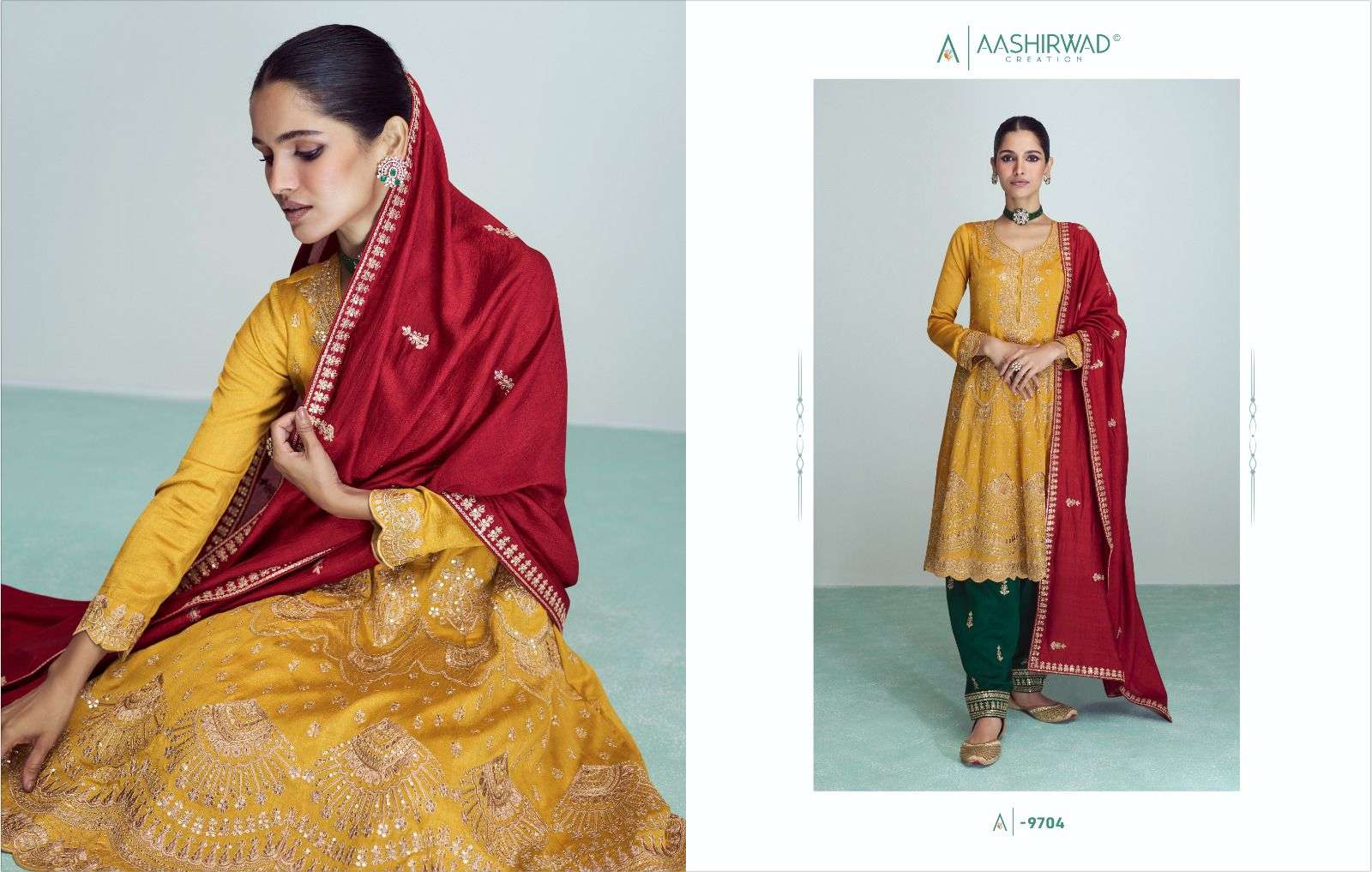 RIWAAZ NX BY AASHIRWAD CREATION PREMIUM SILK WITH FLORAL EMBROIDERY KURTI PANT & DUPATTA 